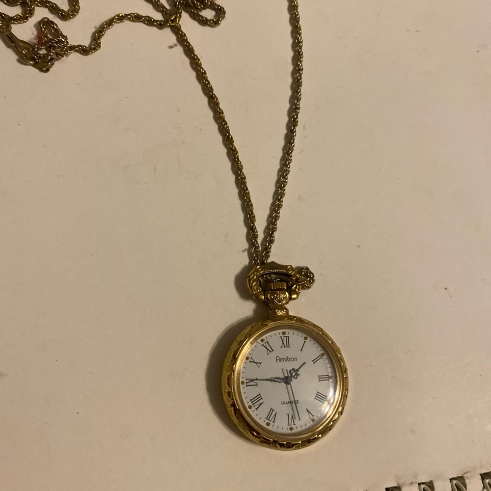 Armitron Gold-Tone Pocket Watch Necklace - Gold